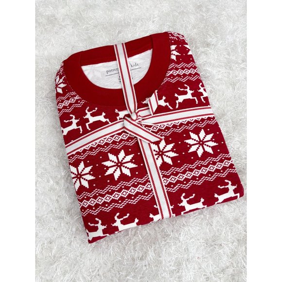 Pottery Barn Kids Classic Fair Isle Organic Adult Christmas Holiday Pajamas XS - Picture 1 of 3